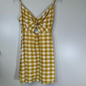 Lottie Moss gingham plaid min dress yellow cream 100% cotton twist XS SP236